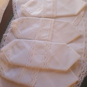 Vintage 4 Placemats and Napkins White Percale Lace New